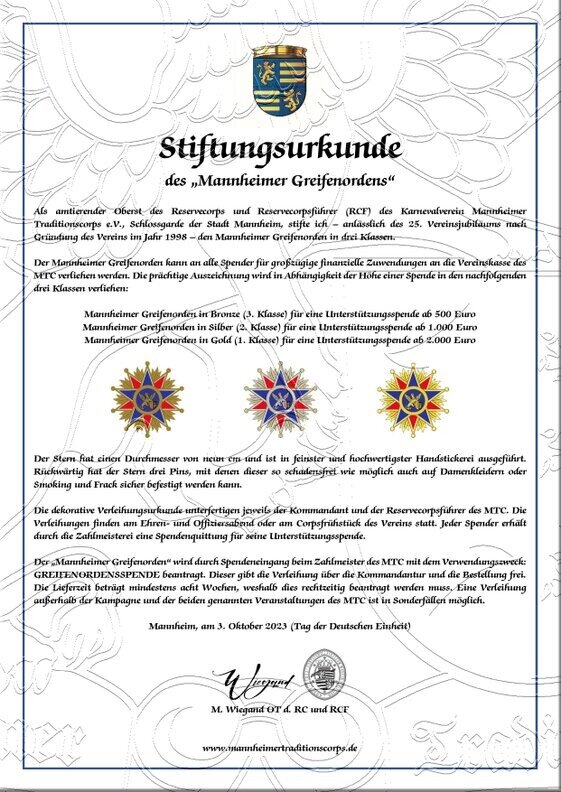 Gardestern-Stiftungserklärung Stiftungsurkunde